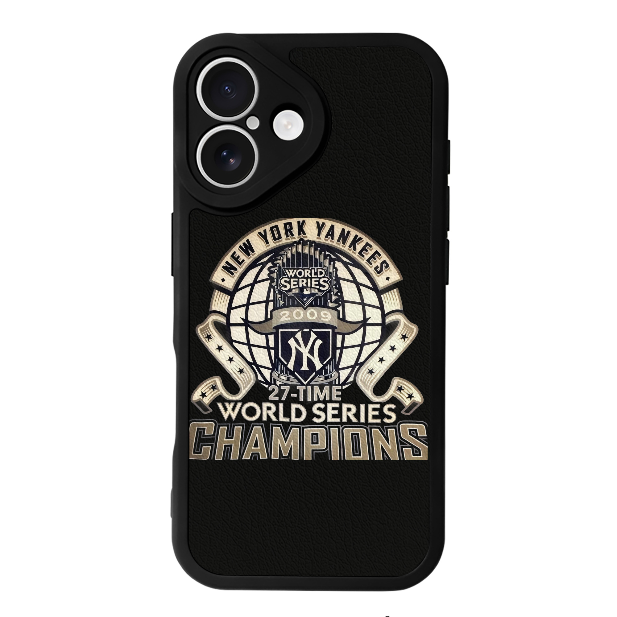 New York Yankees 2009 27th WS Champions Golden IPhone 16 Silicone Leather Case – UV Print, Lambskin Texture – Perfect Fit, Wireless Charging Compatible, Scratch Resistant, Precise Cutouts – Stylish Protection For IPhone 16